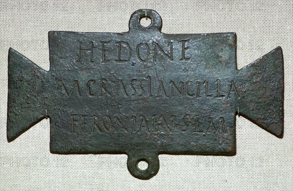 Second century Roman bronze plaque with a dedication to Feronia. Artist: Unknown