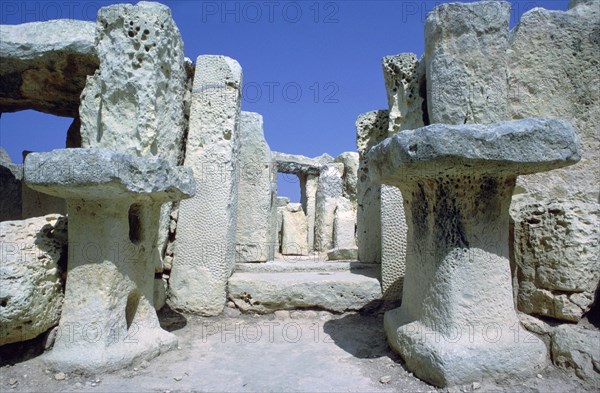 Hagar Qim temple on Malta. (c.3000 BC) Artist: Unknown