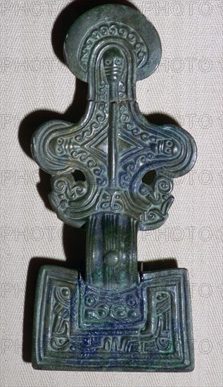 Anglo-Saxon square-headed brooch from a grave, 5th century. Artist: Unknown