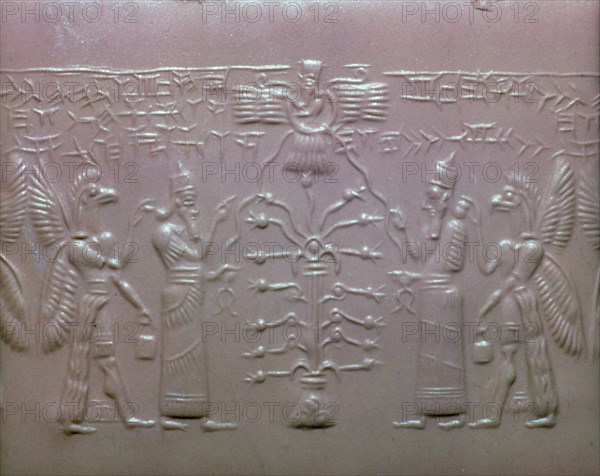 Carnelian cylinder seal of Mushezib-Ninurta, Neo-Assyrian, from northern Iraq, 9th century BC. Artist: Unknown