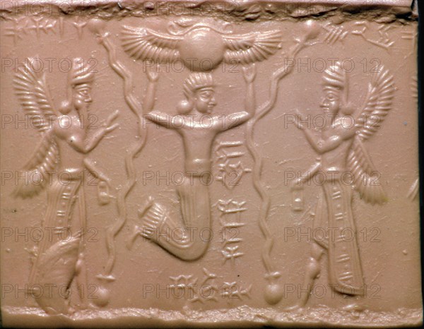 Neo-Assyrian cylinder-seal impression. Artist: Unknown