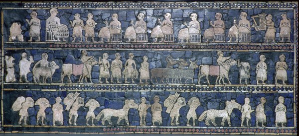 Side of the Sumerian 'Standard of Ur', southern Iraq, about 2600-2400 BC. Artist: Unknown