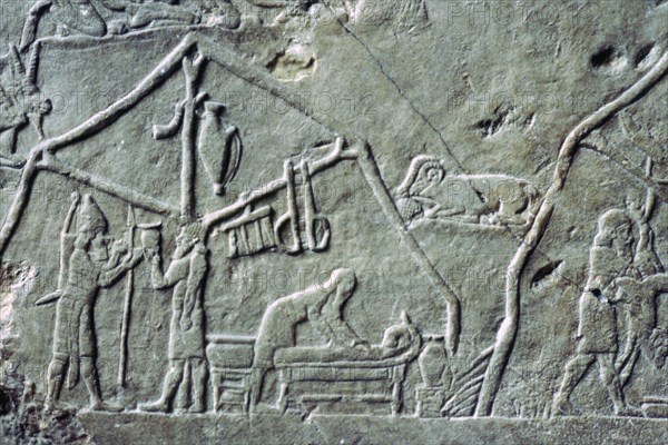 Assyrian relief of a military camp. Artist: Unknown