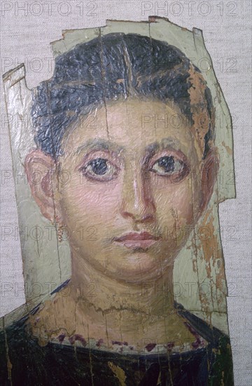 Egyptian funerary portrait of a young woman. Artist: Unknown