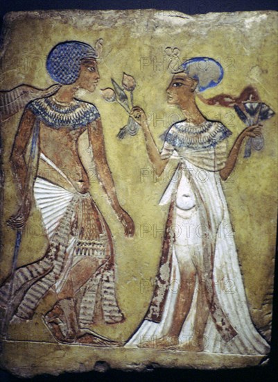 Egyptian painting of a young man and woman. Artist: Unknown