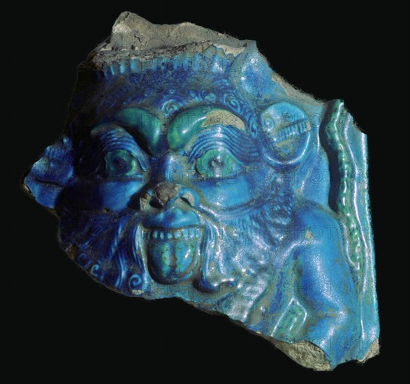 Egyptian faience head of Bes. Artist: Unknown