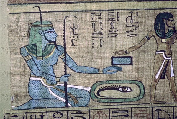 Egyptian papyrus showing the god Nun. Artist: Unknown