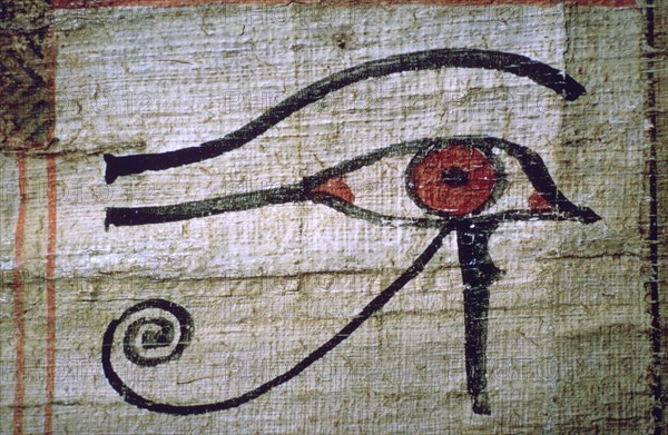 Detail of an Egyptian papyrus showing the eye of Horus. Artist: Unknown