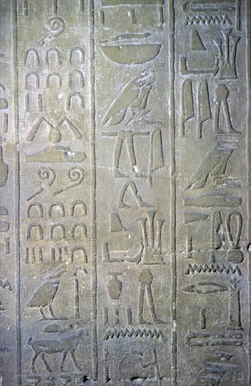 Egyptian relief showing the annals of Tuthmosis III. Artist: Unknown