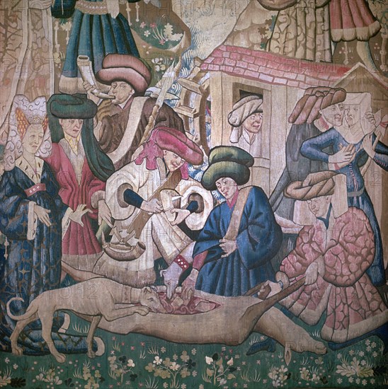 Detail from the Devonshire Hunting Tapestries, 15th century. Artist: Unknown