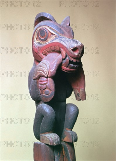 Detail of Native American totem pole. Artist: Unknown