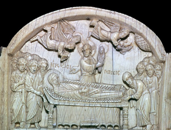 Part of a Byzantine triptych showing the death of the Virgin Mary, 11th century. Artist: Unknown