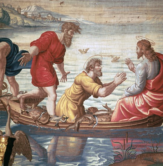 Detail from Mortlakes Tapestries, showing the miraculous draft of fishes, 17th century. Artist: Unknown