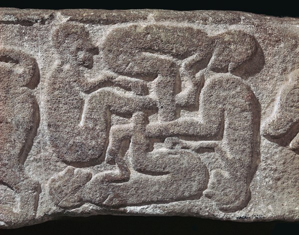 Human swastika motif from a Pictish grave-slab, 7th century Artist: Unknown