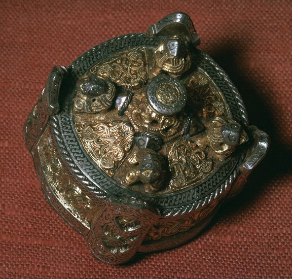 Silver-gilt Viking fibula. Artist: Unknown