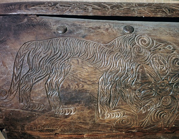 Detail of a tiger on a Scythian sarcophagus. Artist: Unknown