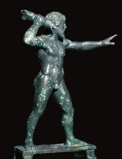 Greek bronze of Zeus with a thunderbolt. Artist: Unknown