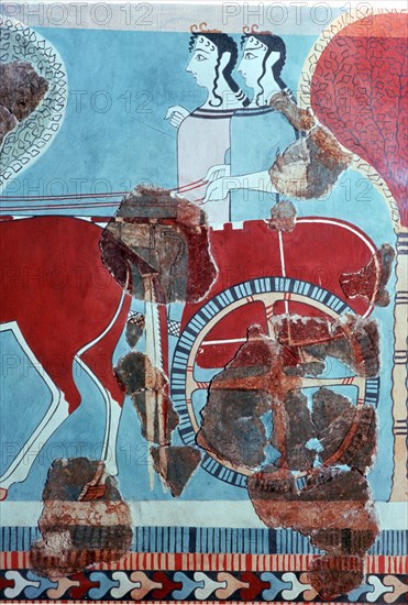 Minoan chariot-riders from Knossos. Artist: Unknown