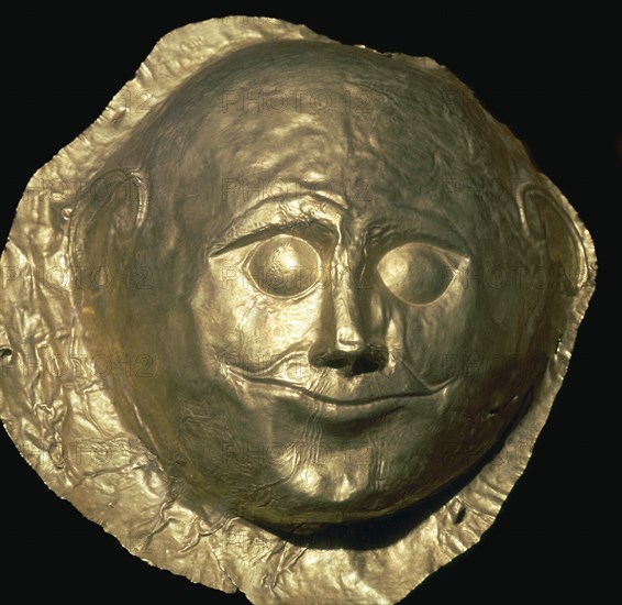 Gold death-mask of a Mycenaean King, 17th century BC. Artist: Unknown