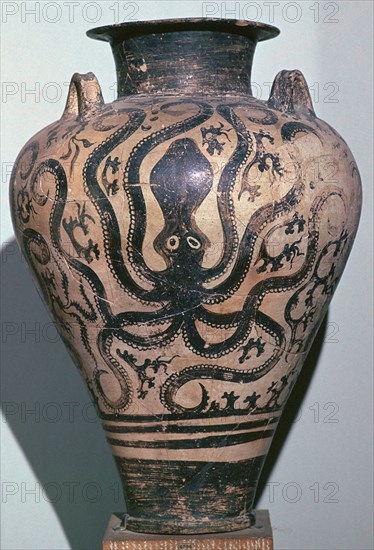 Mycenaen amphora with octopus design, 16th century BC. Artist: Unknown
