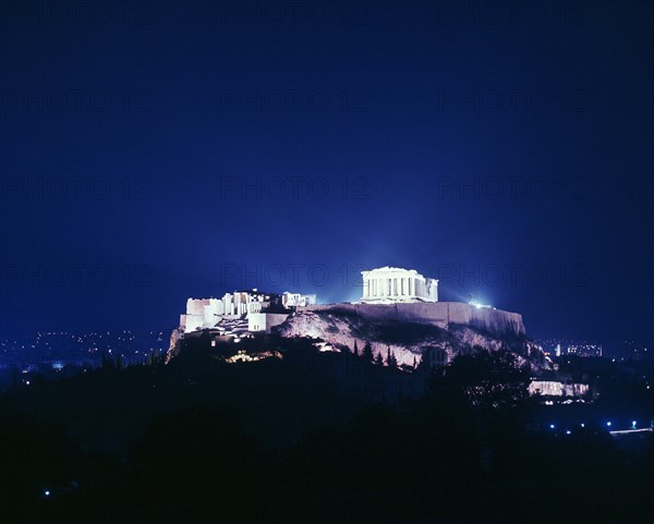 View of the Acropolis at night, 5th century BC. Artist: Unknown