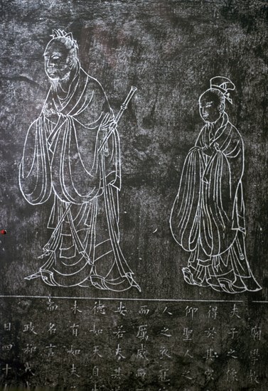 Chinese drawing of Confucius and a disciple. Artist: Unknown