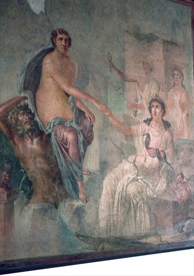 Roman wall-painting of Io being received by Isis. Creator: Unknown.