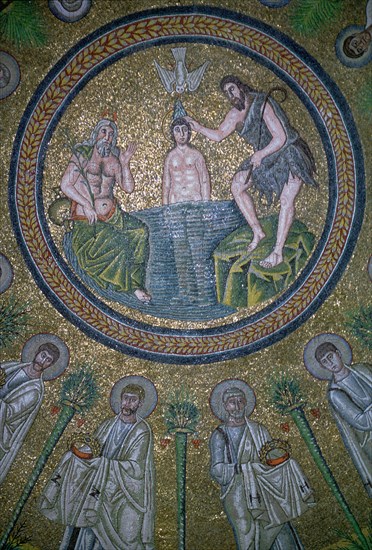 Mosaics of the Dome in the Bapistry of the Arians, 5th century. Artist: Unknown