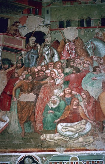 Fresco of the massacre of the innocents in Sienna, 15th century. Artist: Unknown