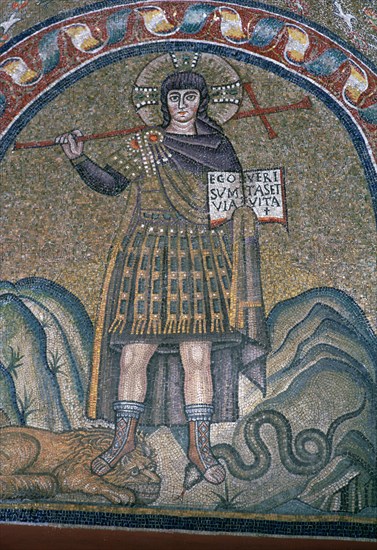 Mosaic of Christ dressed as a soldier, 6th century. Artist: Unknown