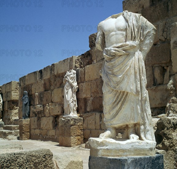 Roman statues in the gymnasium in Salamis, 3rd century. Artist: Unknown