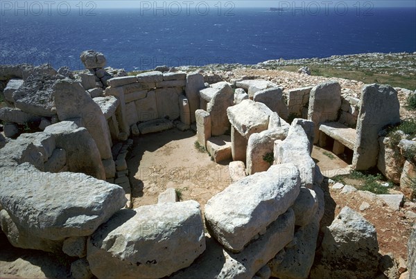 Copper Age temple at Mnajdra in Malta. Artist: Unknown