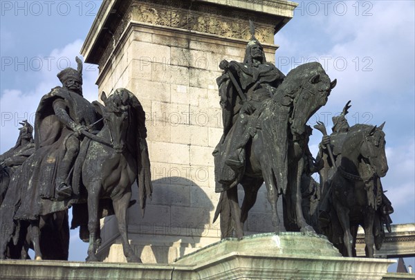 Millenary monument in Budapest, 19th century. Creator: Unknown.