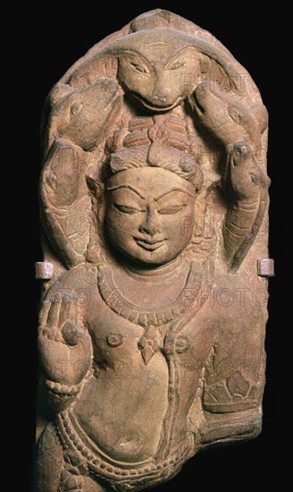 Naga, a snake divinity with heads of a five-headed serpent, 1oth century. Artist: Unknown