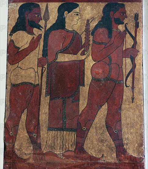 Detail of an Etruscan tomb painting showing Ceres with attendants, 6th century BC. Artist: Unknown