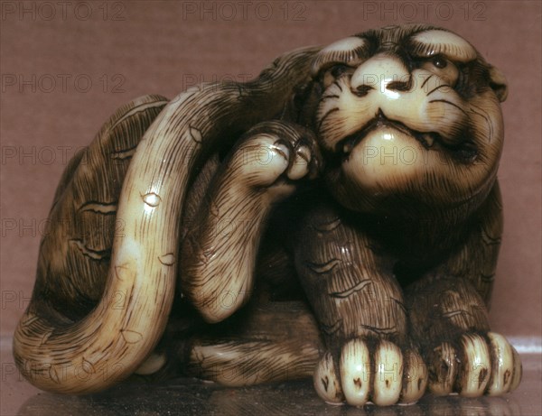 Japanese Netsuke of a tiger, 19th century. Artist: Unknown