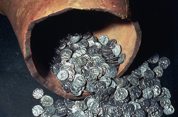 Celtic silver coins from a hoard. Artist: Unknown