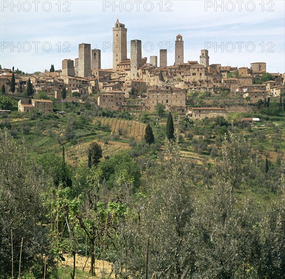 The medieval towers of San Gimignano in Tuscany, Italy, 13th century. Artist: Unknown