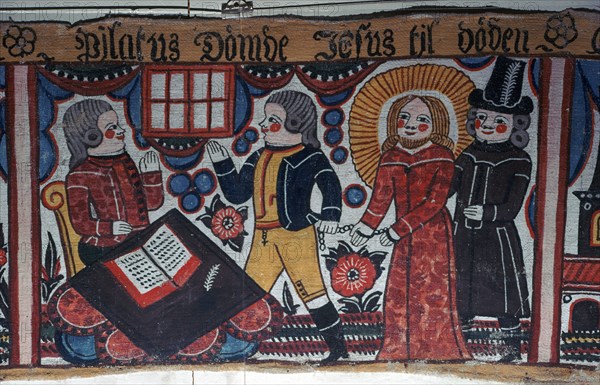 Depiction of Christ before Pontius Pilate from Sweden, 19th century. Artist: Andres Palsson