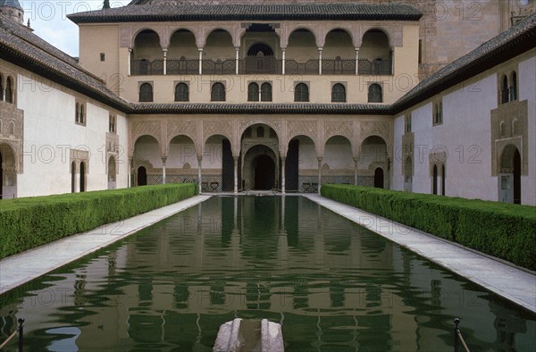 Court of the Myrtles in Alhambra, 14th century. Artist: Unknown