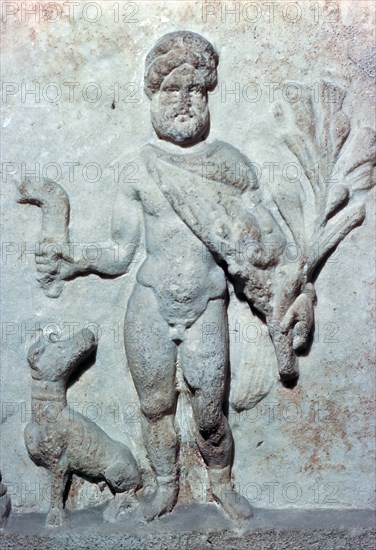 Detail from a stone plinth showing Silvanus, 1st century BC. Artist: Unknown