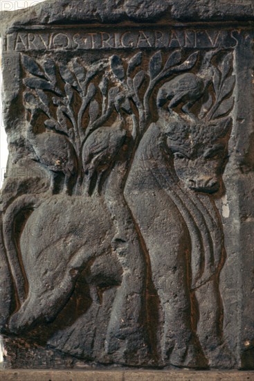 Depiction of a Celtic deity, a bull with three cranes, 1st century. Artist: Unknown