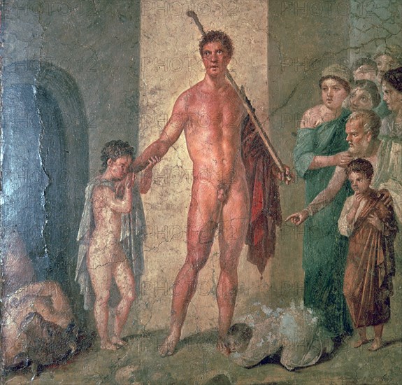 Roman wall-painting of Theseus after killing the Minotaur, 1st century. Creator: Unknown.