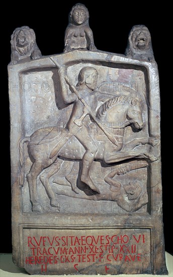 Roman tombstone erected in memory of a Thracian cavalryman, 2nd century. Artist: Unknown
