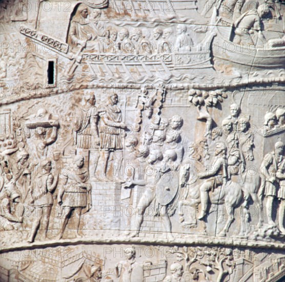 Detail of Trajan's column, showing surrender to the Romans, 2nd century. Artist: Unknown