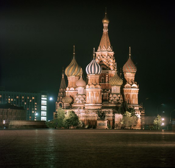 St Basil's Cathedral at night. Artist: Unknown