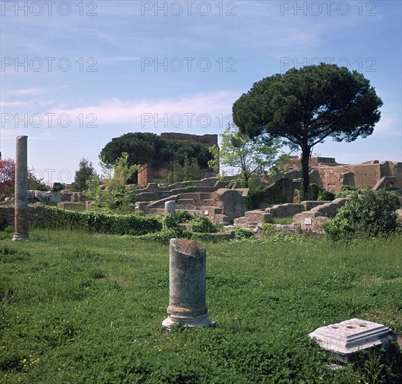 Houses and public buildings in the Roman port of Ostia, 2nd century. Artist: Unknown