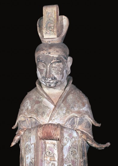 Earthenware Chinese figure of a tomb attendant, 7th century. Artist: Unknown