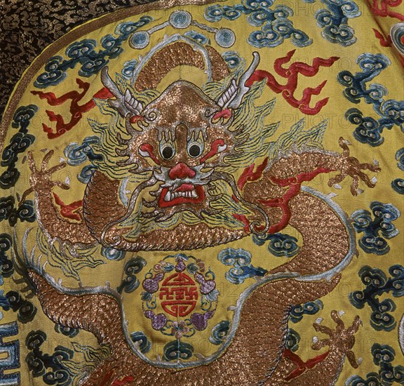 Detail from Chinese Emperor's court robe, 19th century. Artist: Unknown