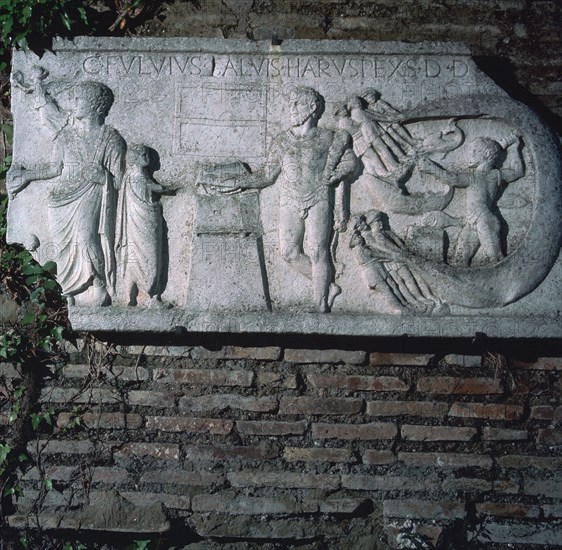 Roman relief of a haruspex, 3rd century. Artist: Unknown